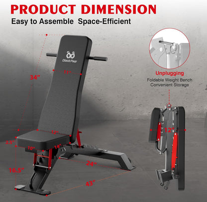 Weight Benches for Home Gym - Adjustable Workout Bench Press 1300Lb Capacity Heavy Duty for Exercises Incline Flat Decline Sit-Ups