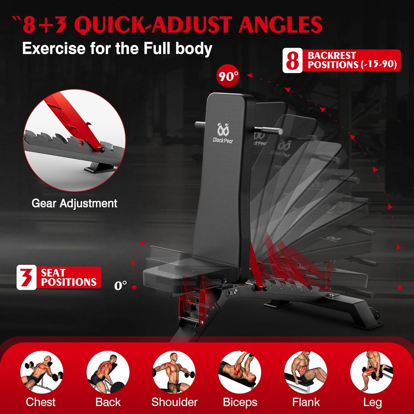 Weight Benches for Home Gym - Adjustable Workout Bench Press 1300Lb Capacity Heavy Duty for Exercises Incline Flat Decline Sit-Ups